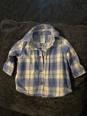 Carter's Light Blue and White Plaid Button-Down Shirt for Kids